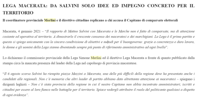 Curiosa Uscita Della Lega Macerata Non Accusate Il Capitano Di Comparsate Elettorali Cronache Maceratesi