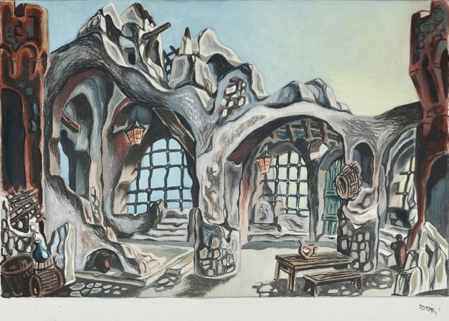 12_Mario Pompei, Arsa del Giglio, m. G. Pietri, a. F. Paolieri, Portoferraio, Carro di Tespi Lirico, 1952. Esterno diruto con finestre.